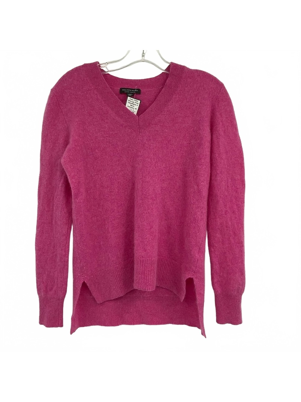 Saks Fifth Avenue Pink Cashmere V-Neck Sweater | Women’s M
